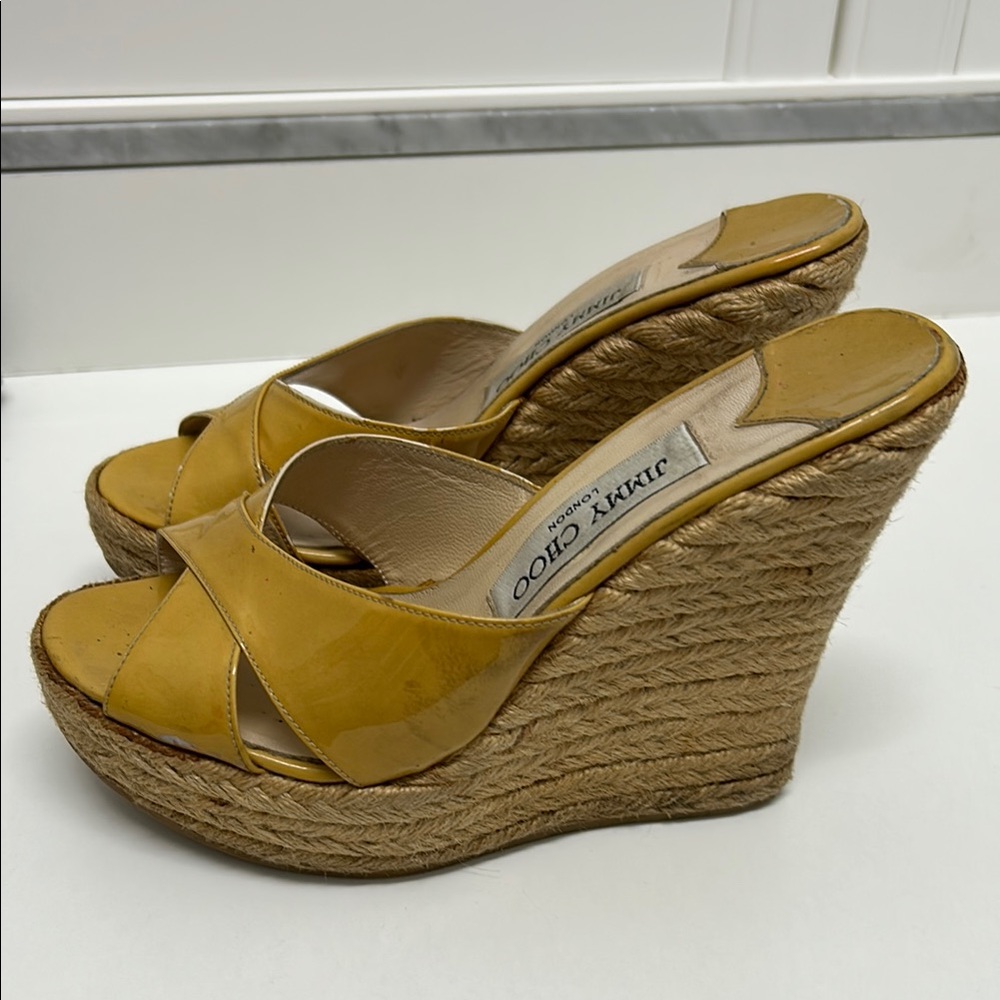 Jimmy Choo Yellow Platform Sandals size 6 - Picture 2 of 9